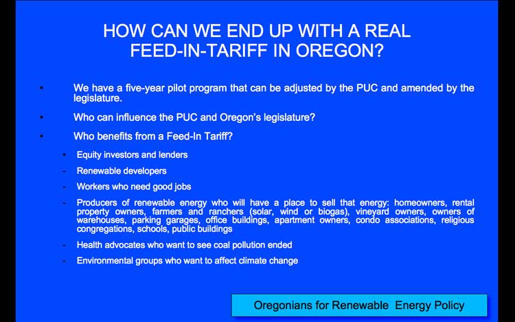The New Oregon Feed In Tarriff, Slide 17